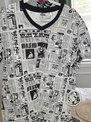 Billionaire Boys Club Short Sleeve V-Neck Newspaper Print Large Brand New W/Tag