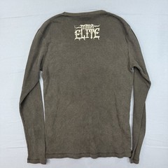 VTG MMA Elite Men Y2K Skull Cross Graphic Long Sleeve Thermal Shirt Size M Black
