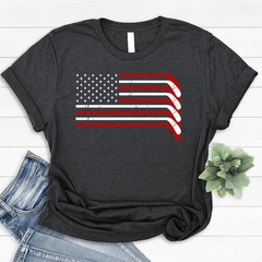 USA Flag Hockey Comfort Tee Patriotic Ice Fan Gift Men Women