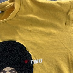 Vintage Club TMO Japan Shirt Mens Large Yellow Afro Graphic Two Tone Tee 90s