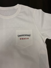 Chrome Hearts White Tee with Distressed Red & Blue Flag