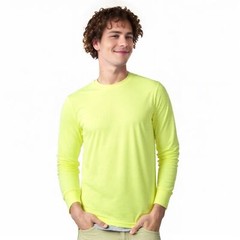 COUVER Men’s Cotton Ribbed Cuff Crew Neck Long Sleeve T-Shirt, 1 Piece
