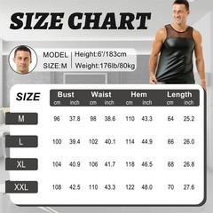 Mens Stretchy Faux Leather Tank Tops Vest Muscle Undershirts Sleeveless Clubwear