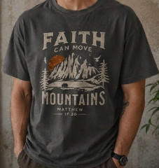 Faith Can Move Mountains Men’s Christian Graphic Tee
