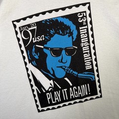 Vintage Bill Clinton Shirt Mens Large White 90s Politics Stamp Parody President