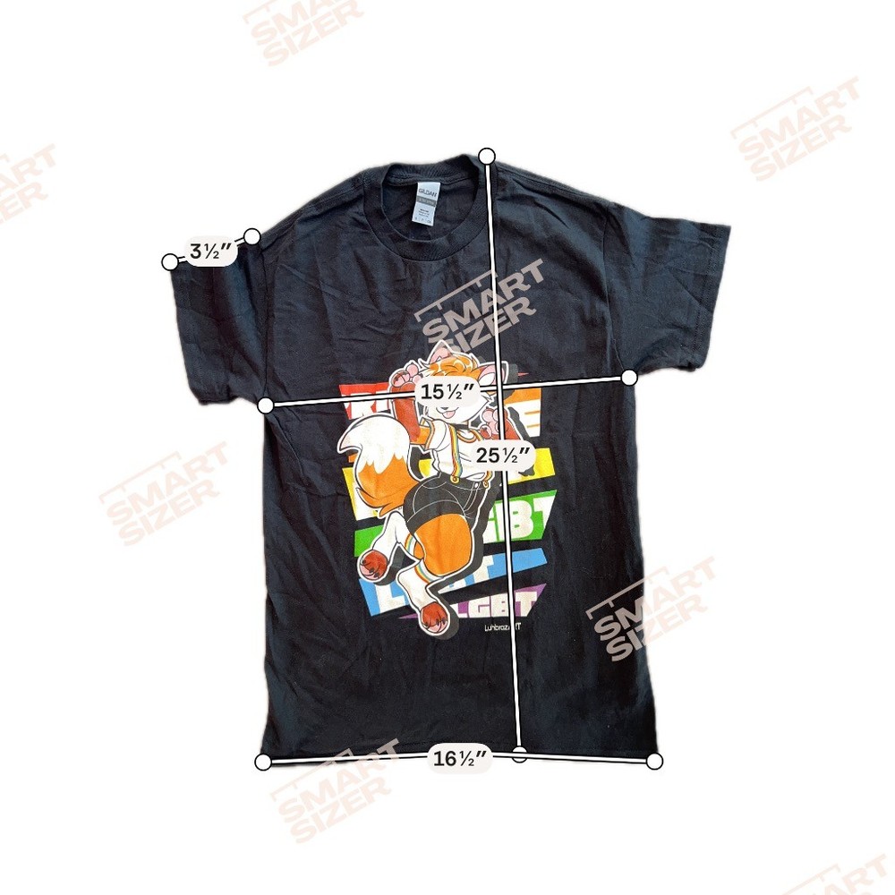 LuhbrazART Furry Fox LGBT Pride Rainbow Graphic T-Shirt Black Gildan S