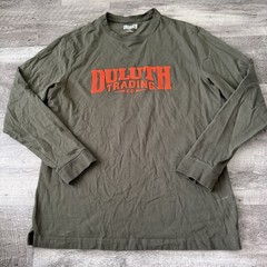 Duluth Trading Long Sleeve Graphic T-Shirt Men Large Green Neon Logo 100% Cotton