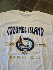 New Unisex Cozumel Island Mexico Size Large White Tshirt Sailboat