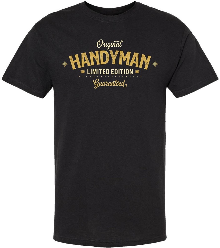 Original Handyman Limited Edition Guaranteed Printed 100% Cotton T-Shirt, Black