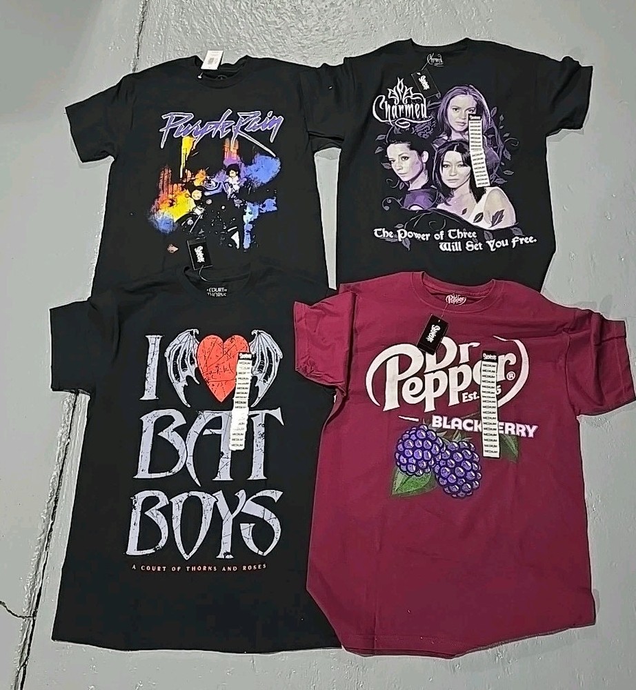Prince Charmed Court Thrones Dr Pepper Purple Graphic T-Shirt 4pc Lot SZ Med (P)