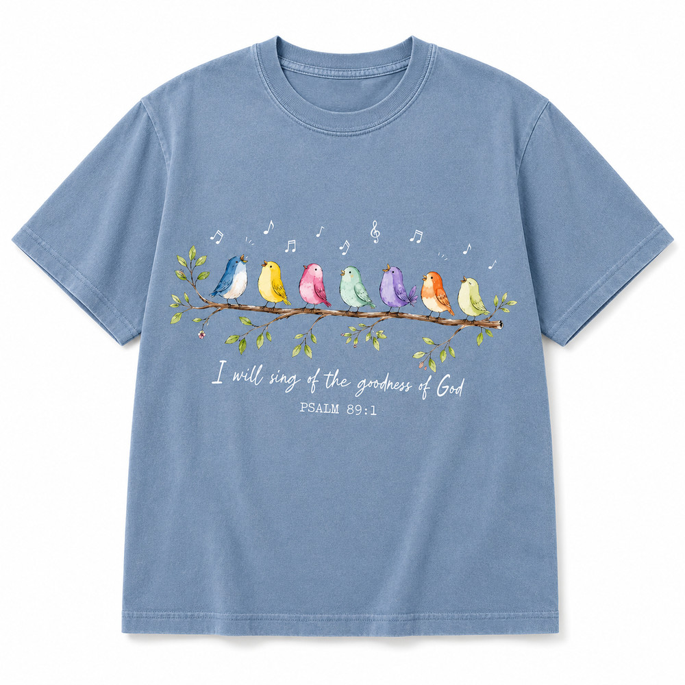 Psalm 89:1 Christian Shirt Bird Graphic Faith Based Worship Tee