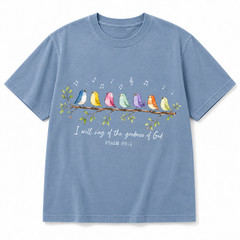 Psalm 89:1 Christian Shirt Bird Graphic Faith Based Worship Tee