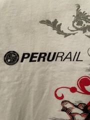 Peru Rail White Graphic Shirt Size XL Frutiger Metro Passenger Train Inca Empire