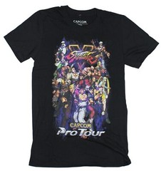 Street Fighter Adult New T-Shirt – Street Fighter V Pro Tour Giant Cast Pic