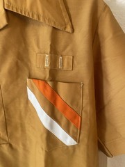 Vintage 70s Uniform Mfg Co Work Shirt Mens S Brown Gas Station Mechanic Shirt