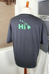 Mens Shirt Large Hawaiian Islands Black Easy Care Stretch Graphic Surfing