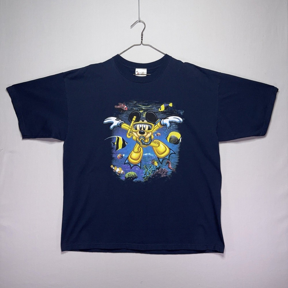 VTG 90s Disney World Shirt – Scuba Mickey Mouse – HUGE Graphic – Mens 2XL