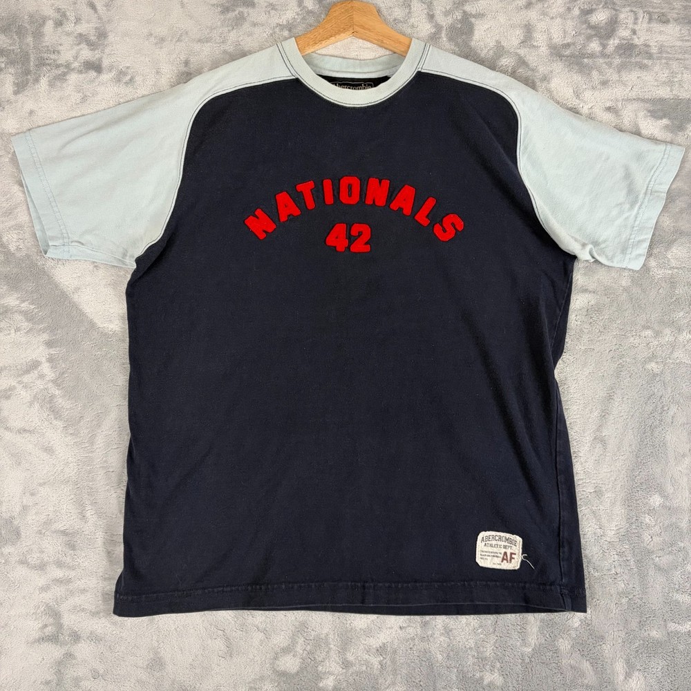 Vintage Abercrombie & Fitch Mens Large Jersey T-shirt Nationals 42 Athletic