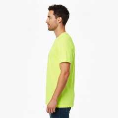 Hanes EcoSmart Men’s Safety Green T-Shirt 5170 Blank Work Tee S-3XL