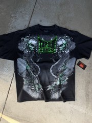 Vintage Tapout MPS Shirt Mens XXL Black Green Foil Skull Snake MMA UFC Fight Y2K