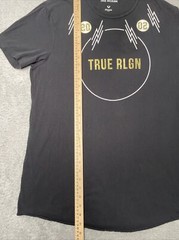 True Religion Men’s Mixed Media Gold Foil Graphic Tee T-Shirt in Black Size XL