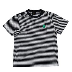 Teddy Fresh T-Shirt Mens Large Striped Short Sleeve Tee Black White Bear Button
