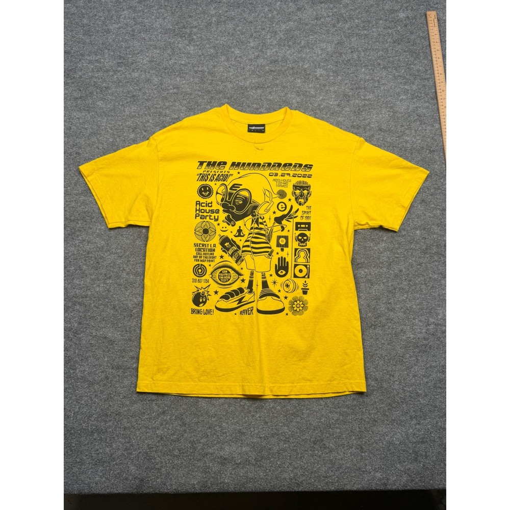 The Hundreds Acid House Party Graphic T-Shirt Yellow Mens XL Streetwear 2022