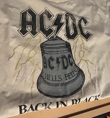 AC/DC Back In Black Hells Bells Shirt Men 3XL Cream Short Sleeve Retro 2024