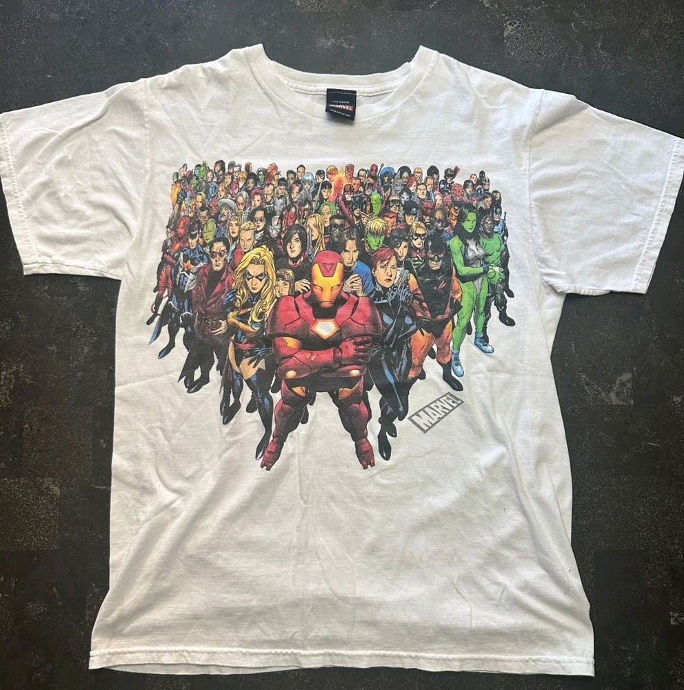 Vintage Marvel X Mad Engine Full Cast Iron Man Comics T-Shirt Size XL/XG