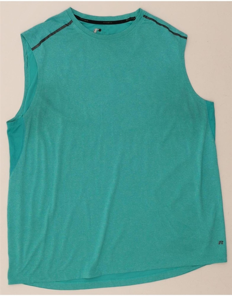 RUSSELL ATHLETIC Mens Vest Top 2XL Turquoise Polyester AO10