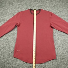 BYLT Shirt Mens Small Maroon Drop Cut Long Sleeve Henley LUX Stretch Casual-