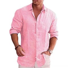Cotton Linen Autumn Hot Selling Men’s Long Sleeve Shirt Solid Color Casual Style