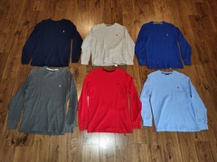 LOT OF 6 Polo Ralph Lauren Long Sleeve Waffle Weave Thermal / Sleepwear Shirts M
