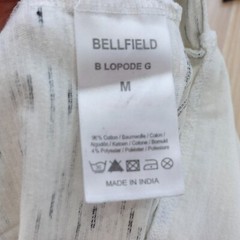 White Marbled Slub T Shirt Mens MEDIUM Space Dye Earthy Casual Prep BELLFIELD