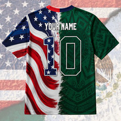 Personalized Mexico USA Soccer Jersey Name Number Aztec Mexican American (S-5XL)