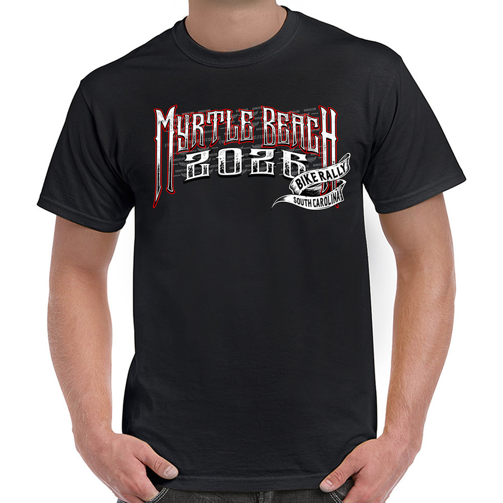 T-Shirt 2026 Myrtle Beach Bike Rally Stacked Skulls No Harley