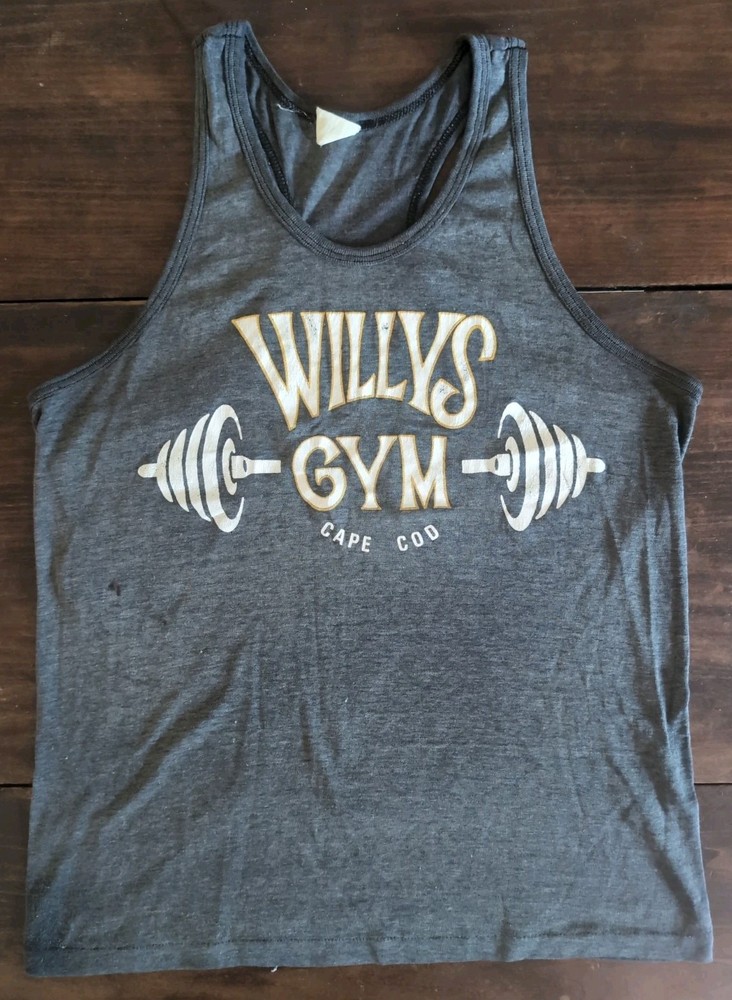 Vintage 90s Tank Top Willy’s Gym Cape Cod Workout T-Shirt Mens Lg Black Tee