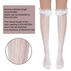 Lace Knee High Socks, Thigh High Stocking with Lace Trim, White Laces Socks W…