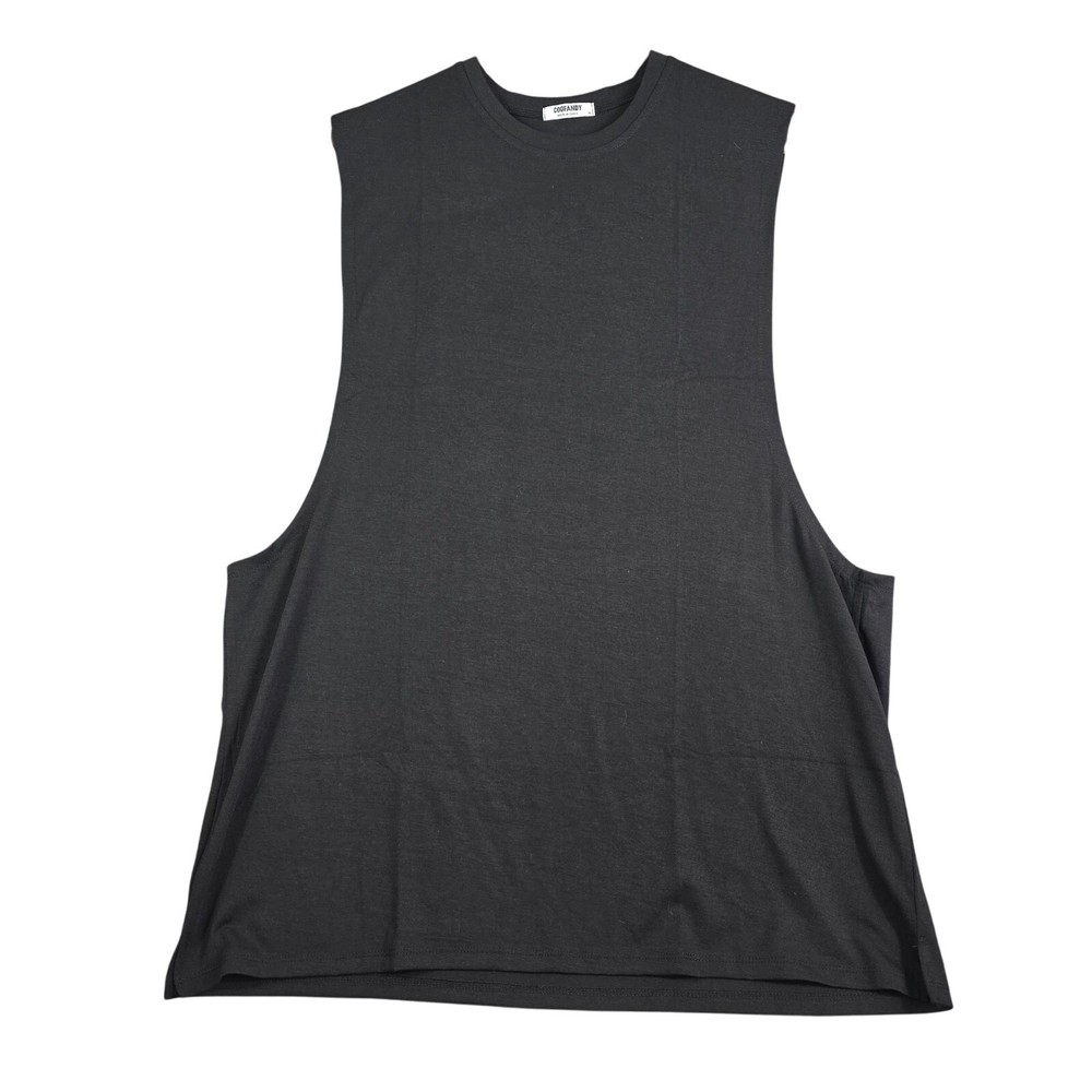 CooFandy Sleeveless Shirt Men’s XL Black Beach Gym Big Sleeve Opening Football