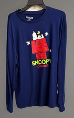 Peanuts T-shirt Men’s XL/XG Snoopy & Woodstock Navy Blue Long Sleeves (46-48)