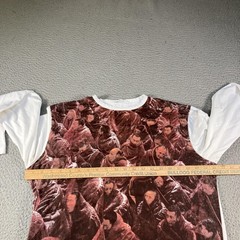 Pollini Art Shirt Mens XL White AOP Crowd Print Made Italy Artistic Graphic Tee