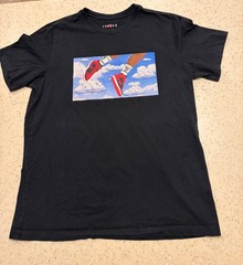 Nike Air Jordan Graphic T Shirt Black Sneakers Clouds Jumpman Logo Size L