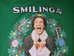 Elf – Smiling is my Favorite – Holiday Green Short Sleeved T-SHIRT Adult Large