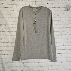 NWT Jachs New York Mens T-Shirt Long Sleeve Henley Neck Charcoal Gray Size MED