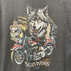 VTG 1989 3D Emblem Harley Davidson T Shirt XL Single Stitch 80s Survivors Wolf