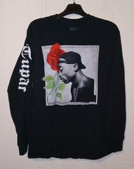 Retro Tupac Shakur 2PAC Black LS Graphic Print T-Shirt Adult Sz Medium Hip Hop