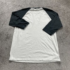 Anvil Graphic Tri Blend Tee Mens Medium White Black Raglan Long Sleeve Crew Neck