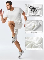 JMIERR Mens Casual Sweat Shorts 7 Inch Inseam Stretch Comfy Large, A White