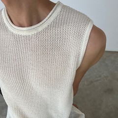 Casual Wear Daily Wear Men’s Tank Top Knitted Vest Knitted Fabric Regular Length