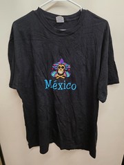 Mexico Skull Embroidered Tourist T Shirt XL Black Yazbek Heavy Weight Tee